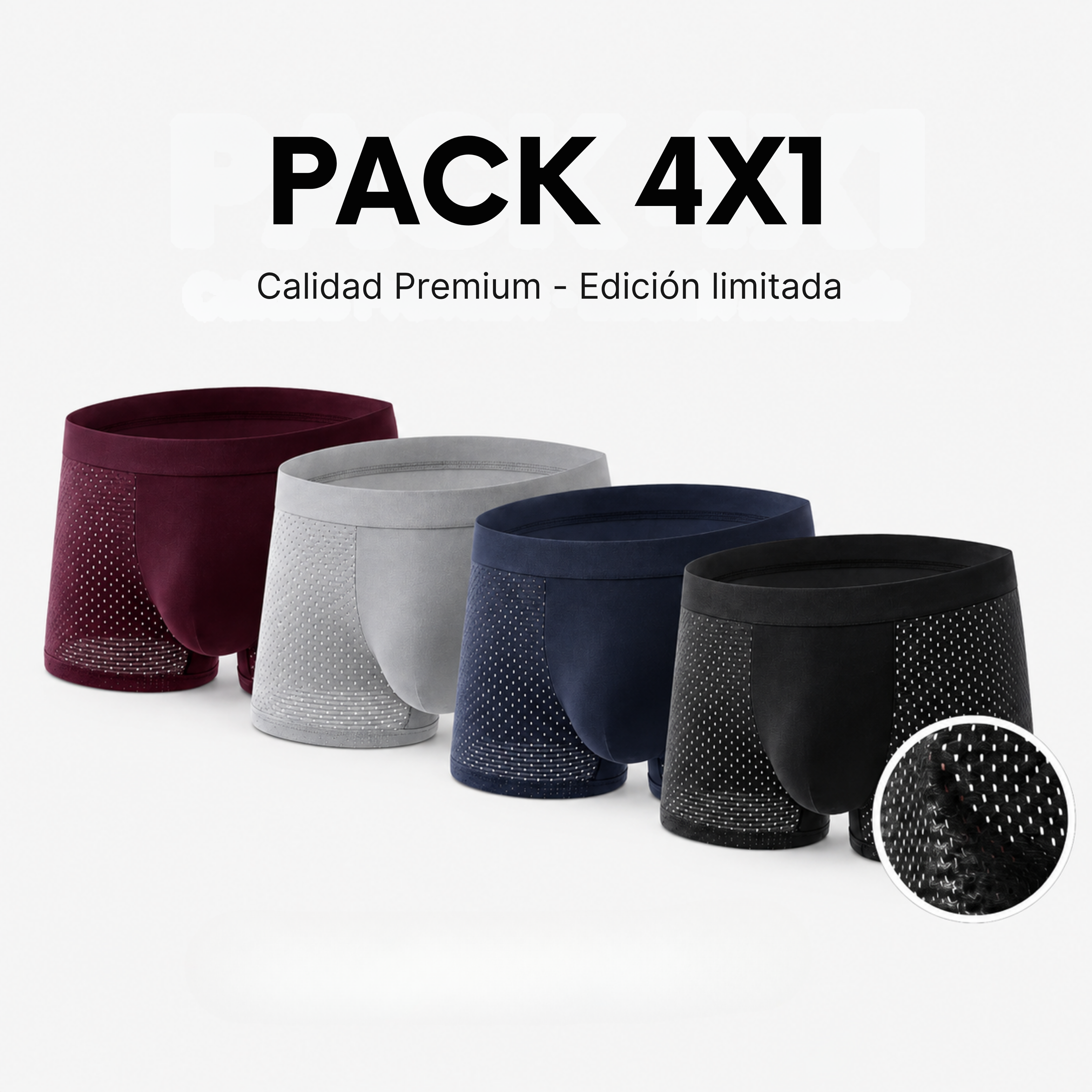 BOXER DE FIBRA DE BAMBÚ PREMIUM - PACK 4x1